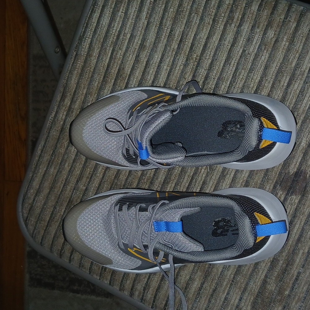 New Balance Kids Sneakers in Gray, Blue, and Yellow